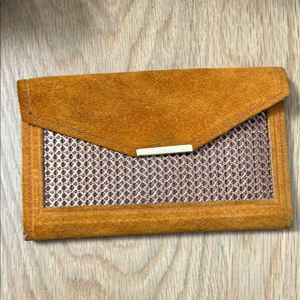 Vintage bifold suede mustard color wallet